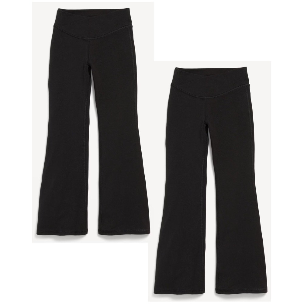 Old Navy Girl's High-Waist PowerChill Crossover Flared Leggings 2pk - Black - S